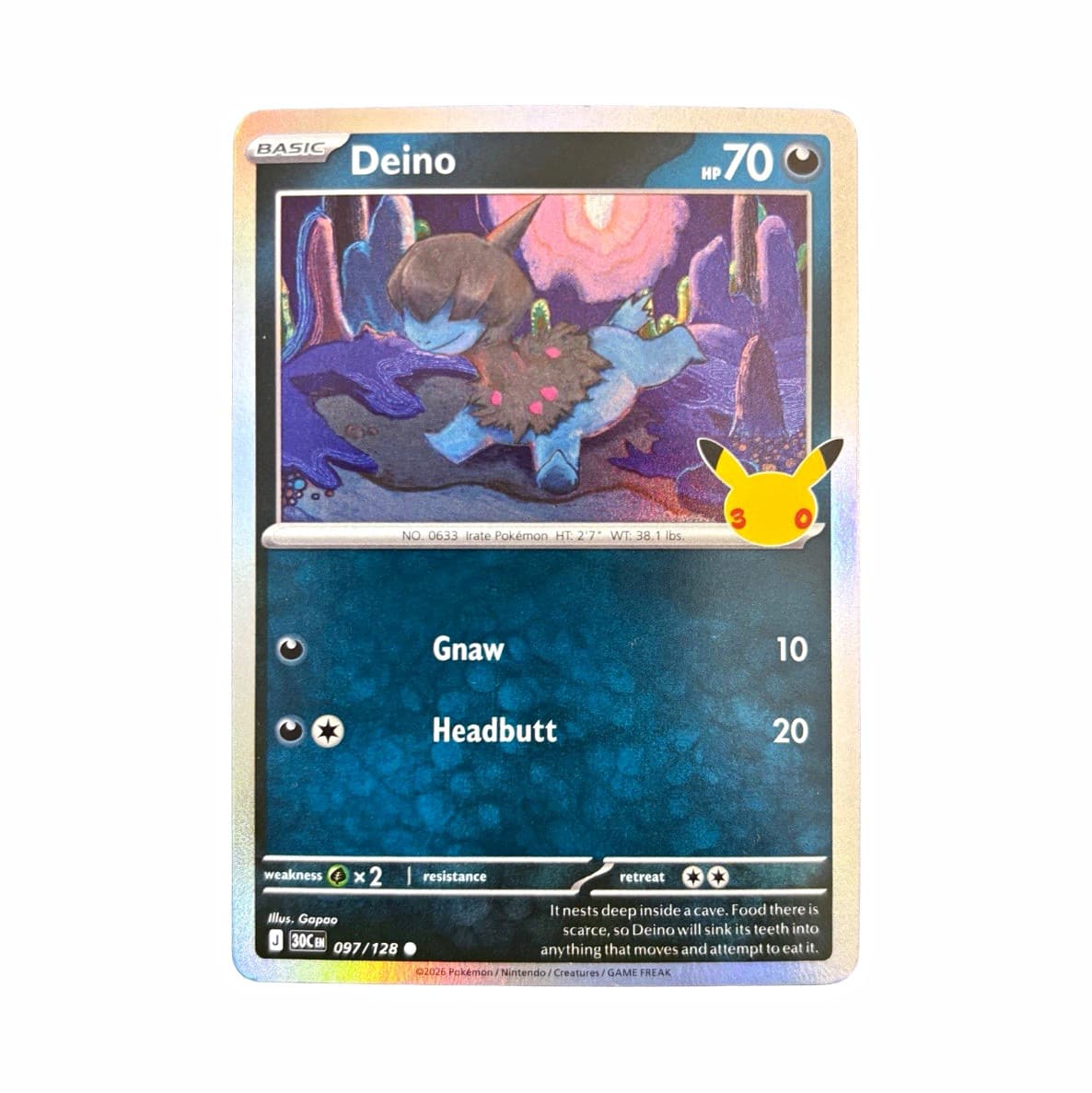 2026 Pokemon 30th Celebration Deino 097/128 Holo Common 30th Anniversary NM