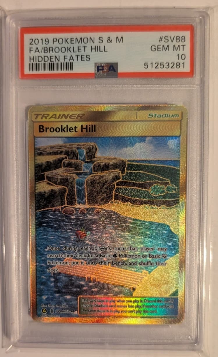 2019 POKEMON SUN & MOON HIDDEN FATES #SV88 FULL ART/BROOKLET HILL PSA 10