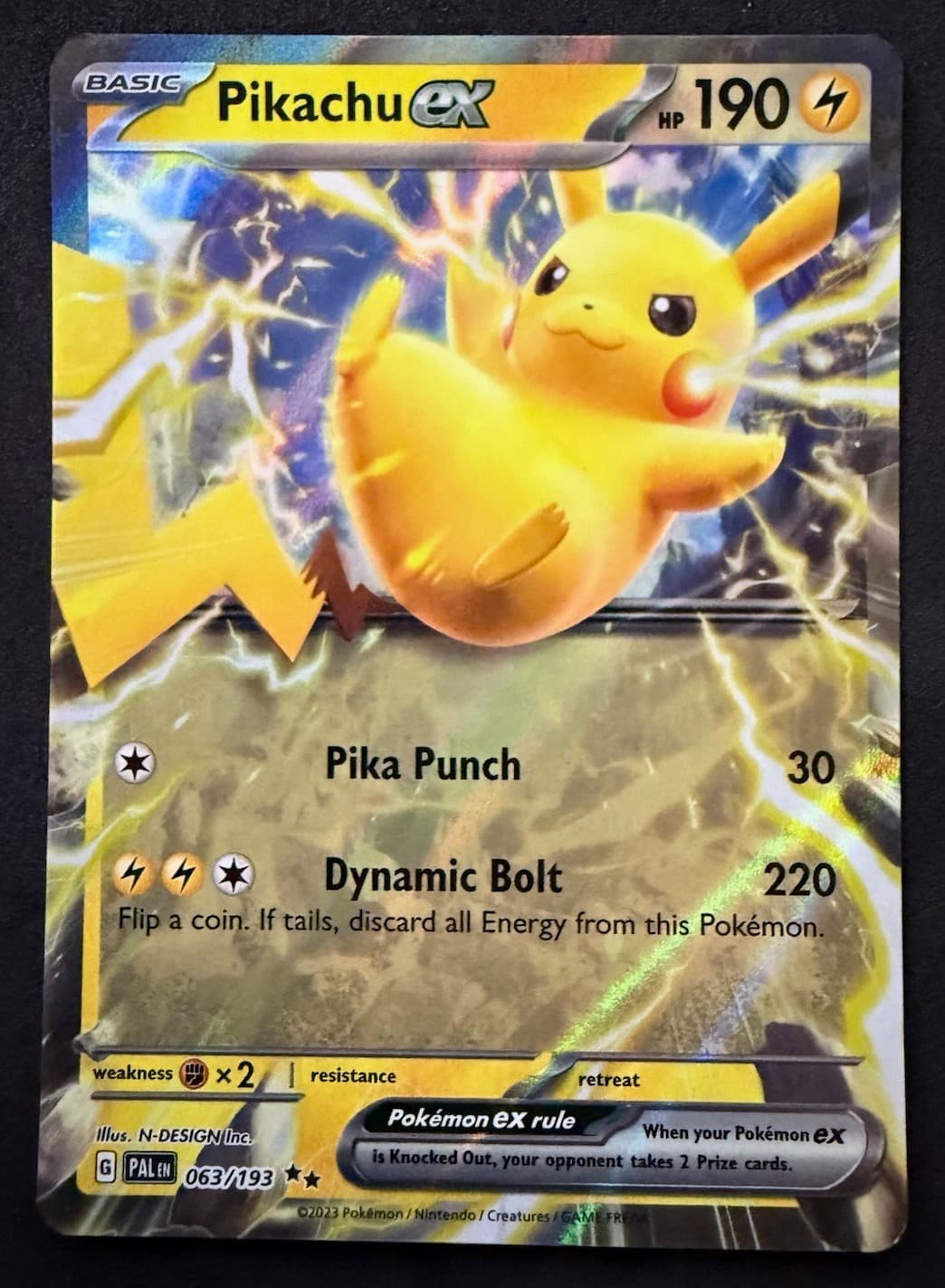 Pikachu ex 063/193 Paldea Evolved Double Rare Holo Pokemon English NM