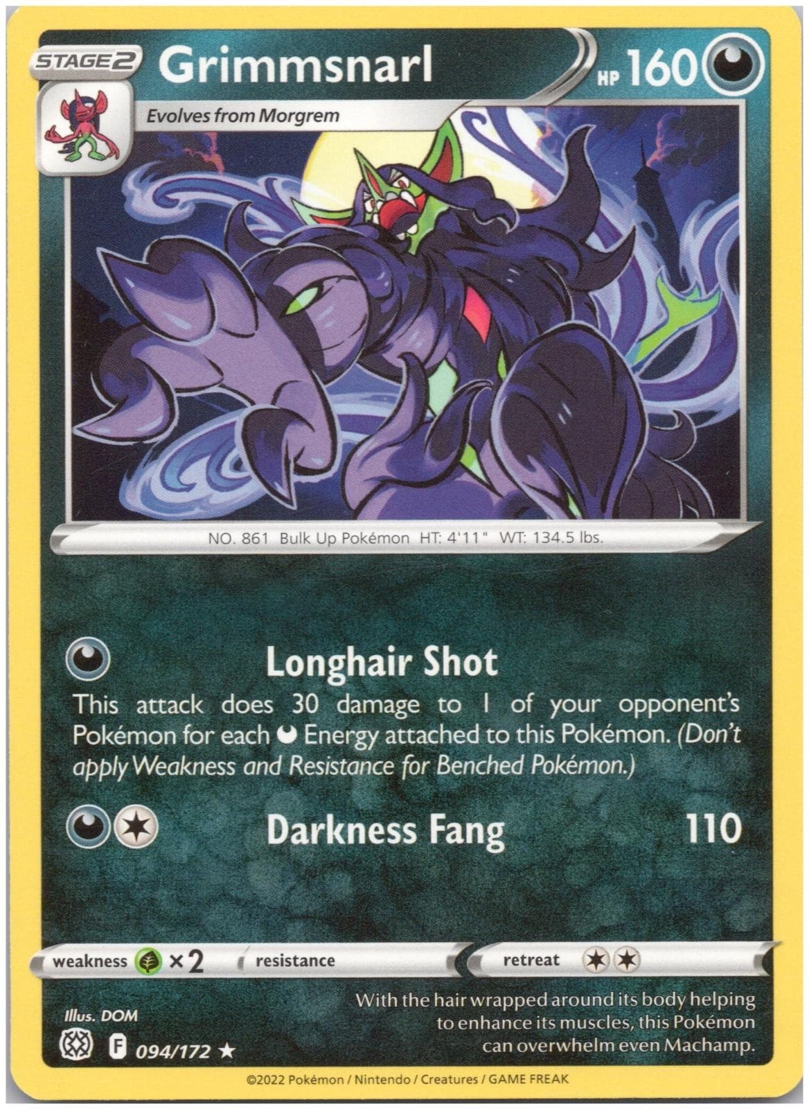 Grimmsnarl 094/172 Rare Brilliant Stars Pokemon Near Mint DOM