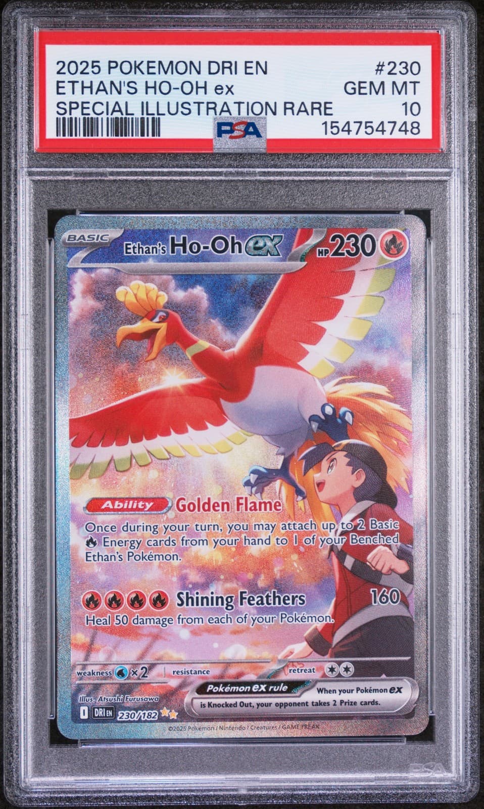 2025 POKEMON DRI EN-DESTINED RIVALS #230 ETHAN'S HO-OH EX PSA 10