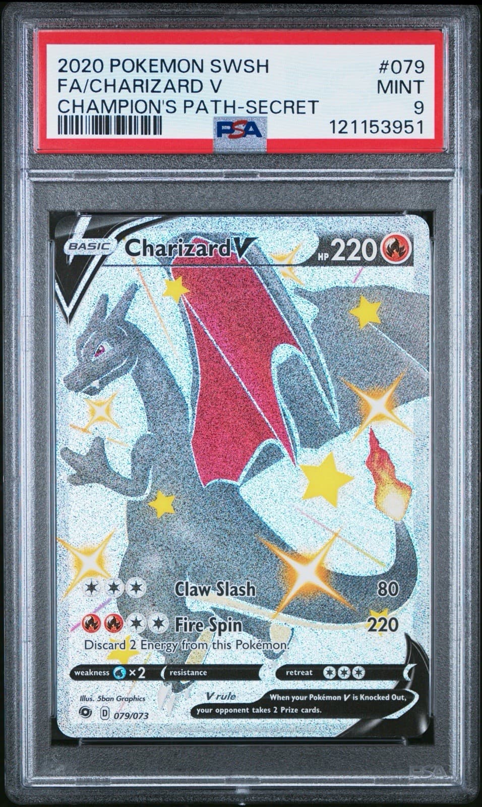 2020 Pokemon SWSH FA Charizard V Champion's Path- Secret #79/73 PSA 9 MINT