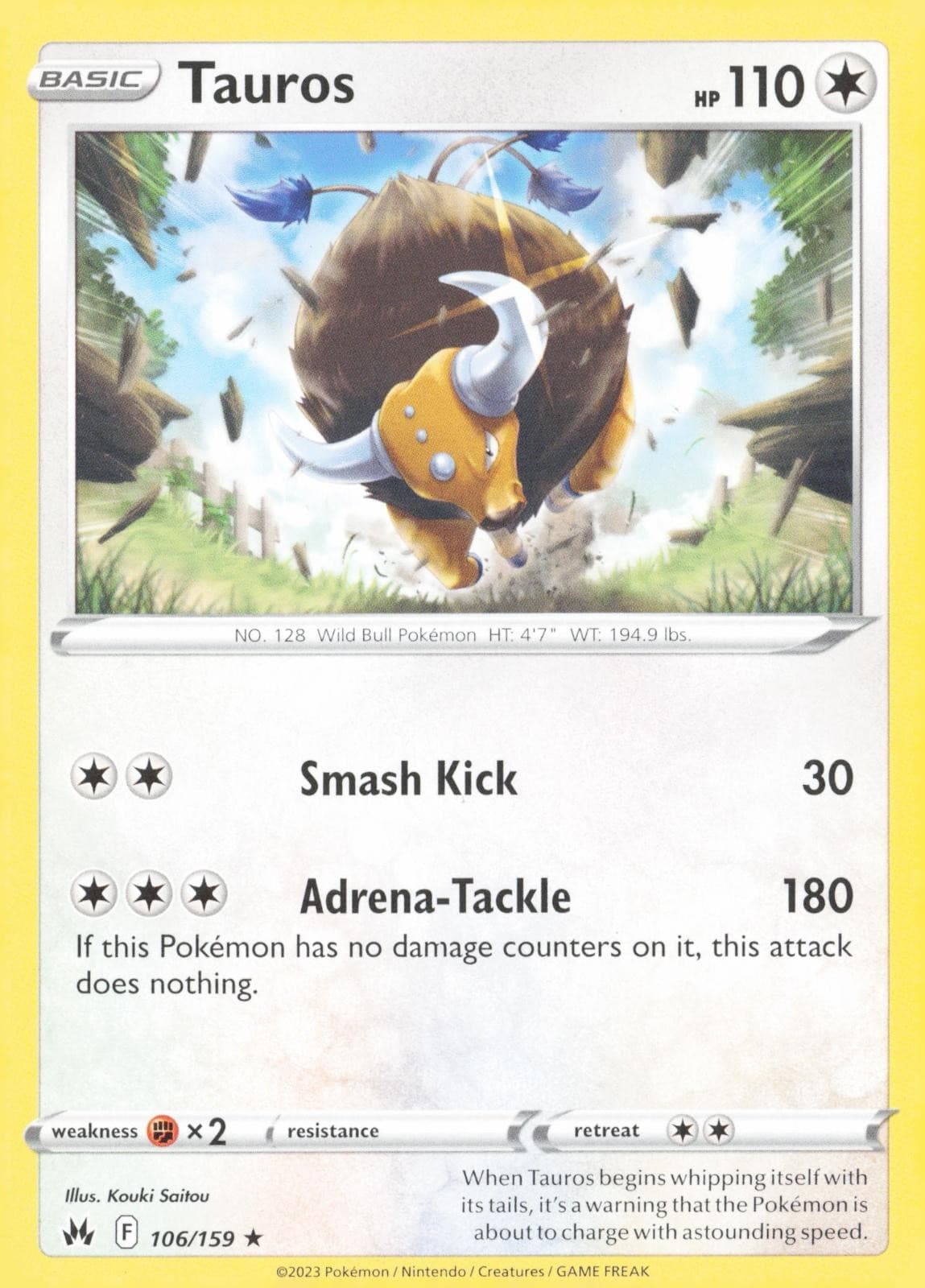 TAUROS 106/159 CROWN ZENITH POKEMON NEAR MINT