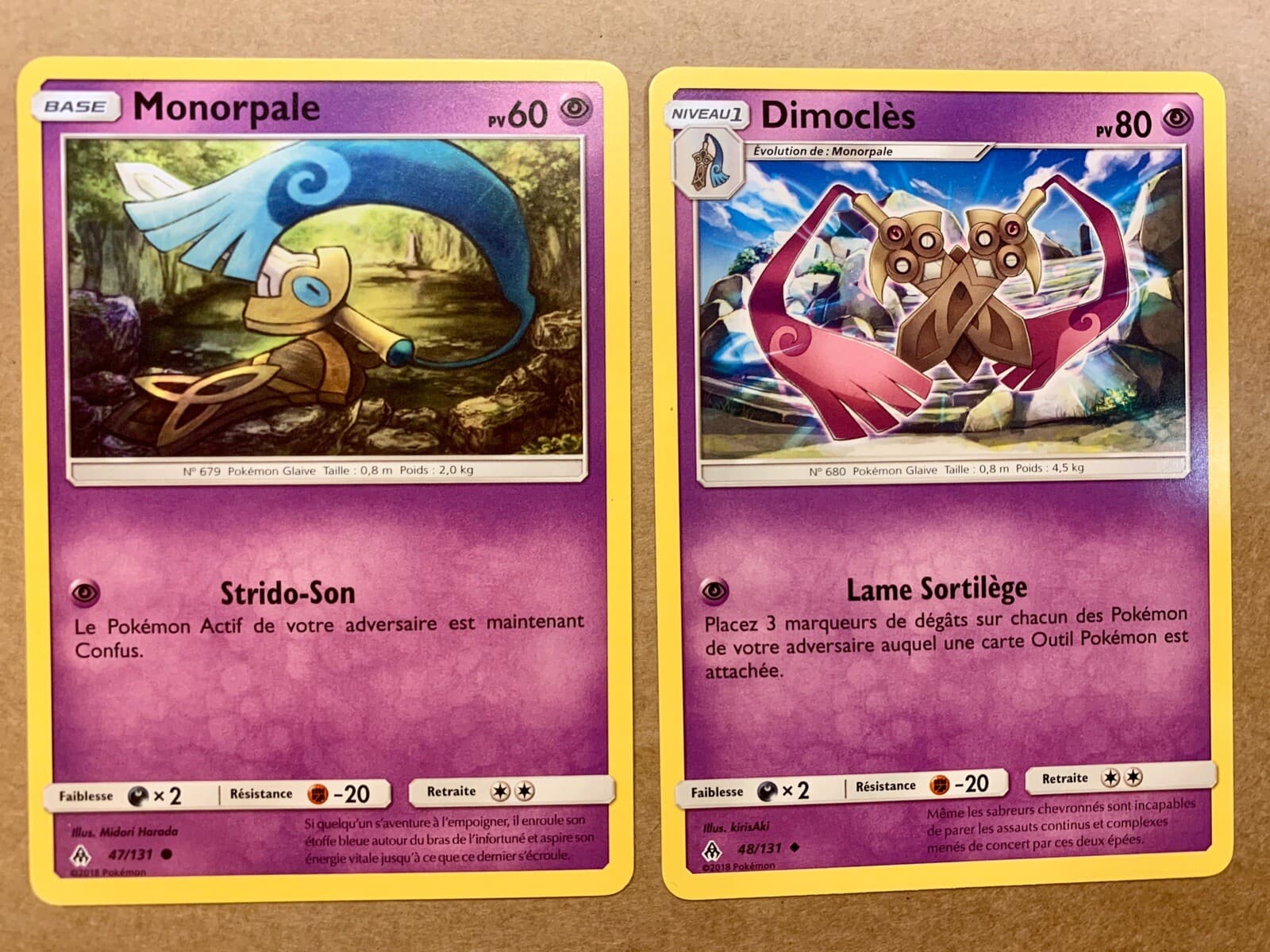 Carte Pokémon Monorpale 47/131 Et Dimoclès 48/131 Lumière Interdite