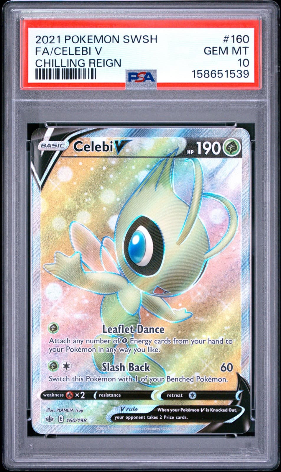 2021 POKEMON SWORD & SHIELD CHILLING REIGN #160 FULL ART/CELEBI V PSA 10