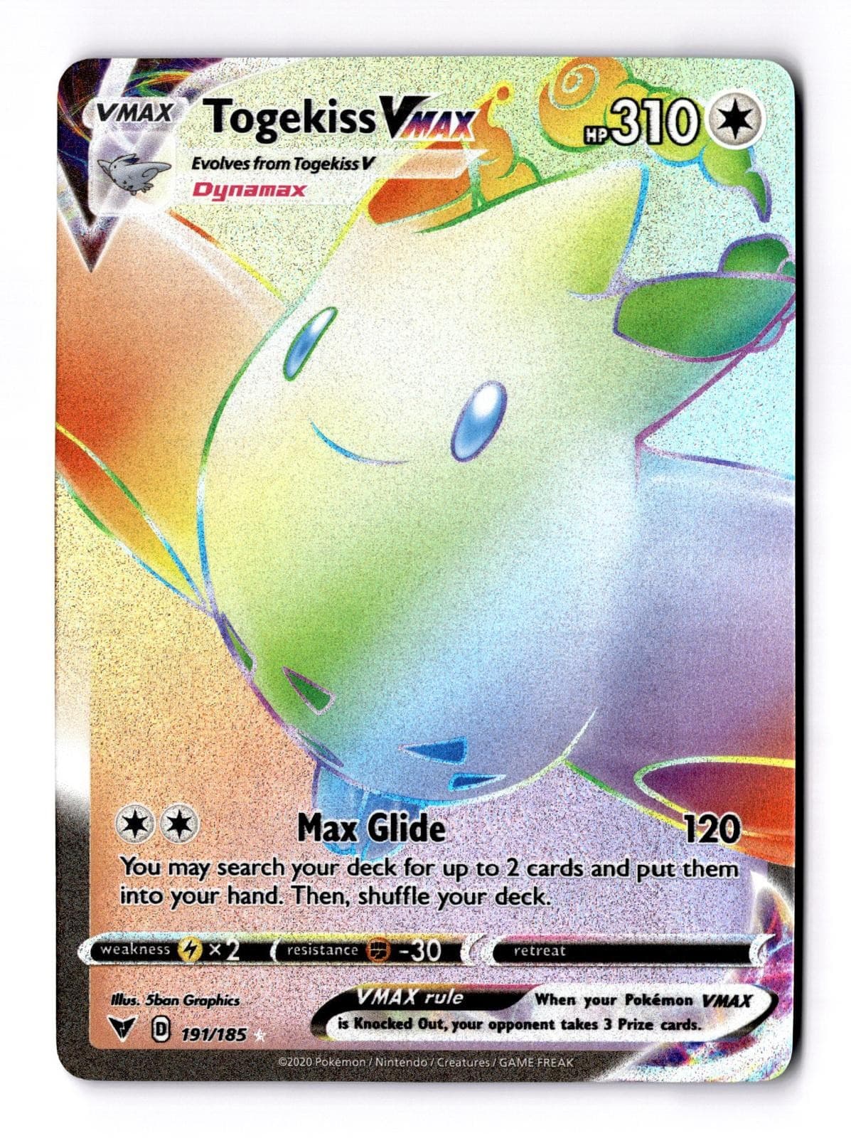 Togekiss VMAX 191/185 Rainbow Rare Vivid Voltage Pokemon Holo Near Mint
