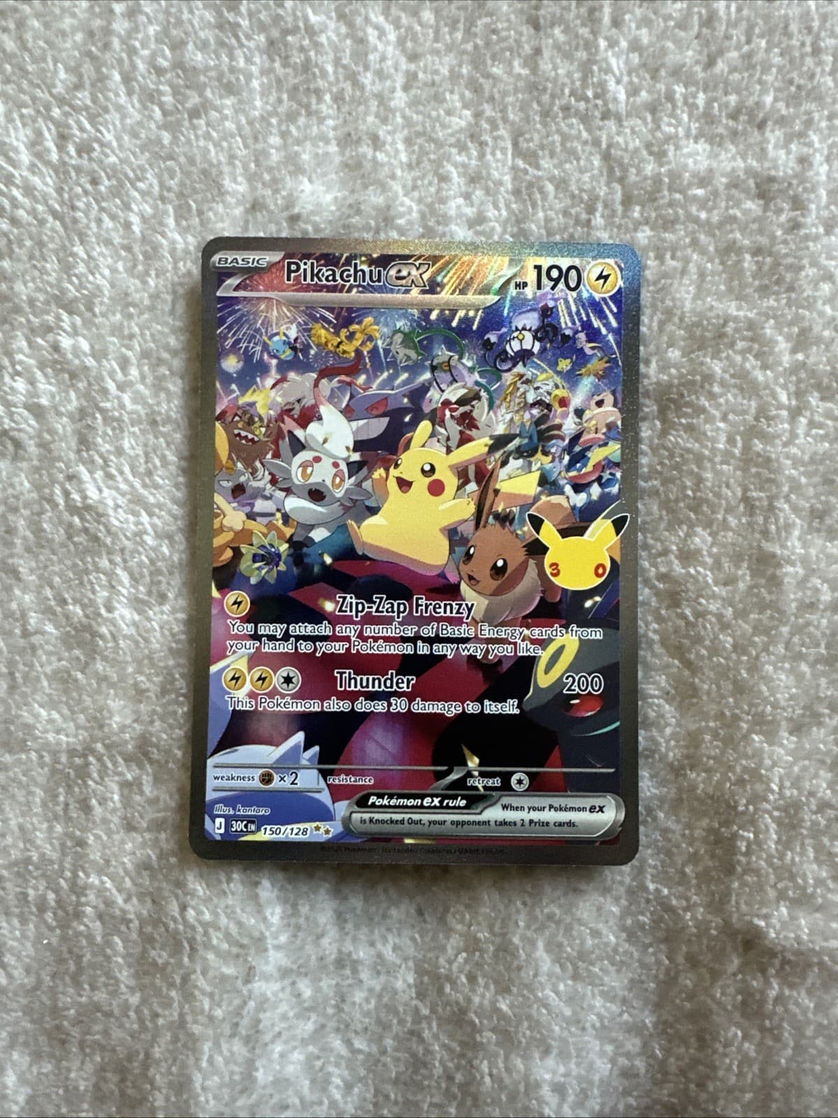 Pokemon 30th Celebration Pikachu Ex 150/128 Special Illustration Rare SIR NIGHT