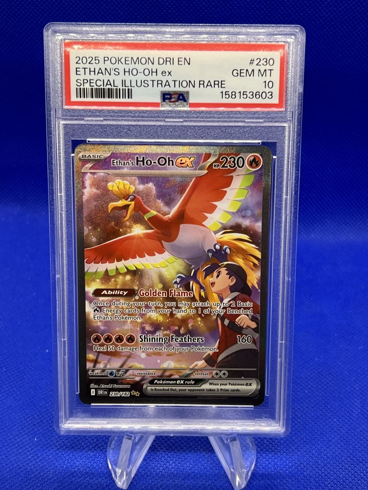 Pokemon Destined Rivals Ethan’s Ho-Oh ex 230/182 SIR Alternate Alt Art PSA 10