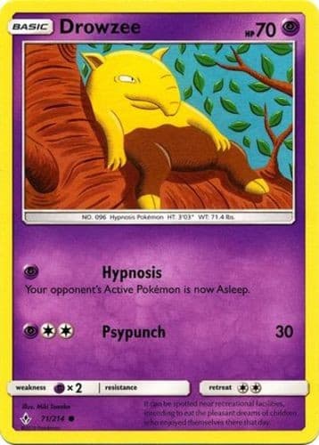 Drowzee - 71/214 - Common (Near Mint) Unbroken Bonds - Psychic Pokémon