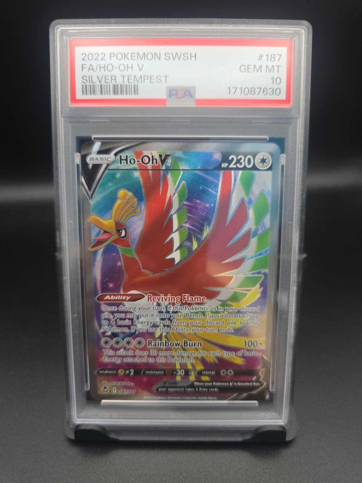 PSA 10 Ho-Oh V (Full Art) 187/195 Swsh12: Sword & Shield - Silver Tempest Holo