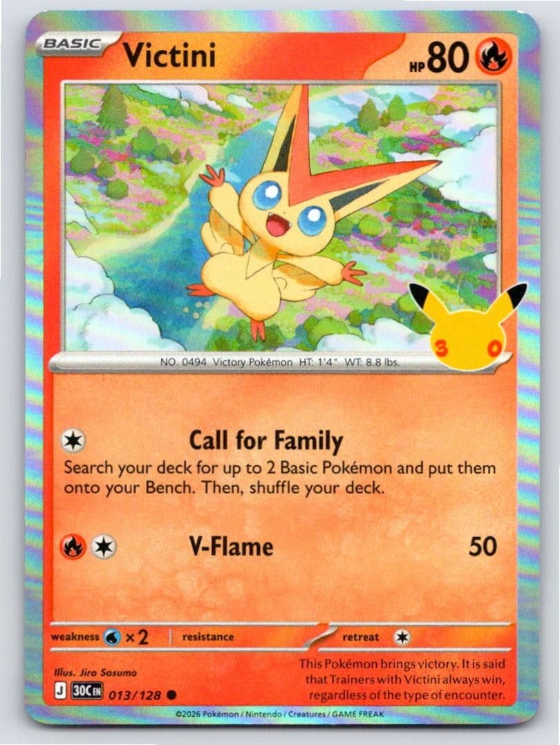 2026 POKEMON ME: 30TH CELEBRATION VICTINI 013/128 HOLO C NM A103012 FREE S&H