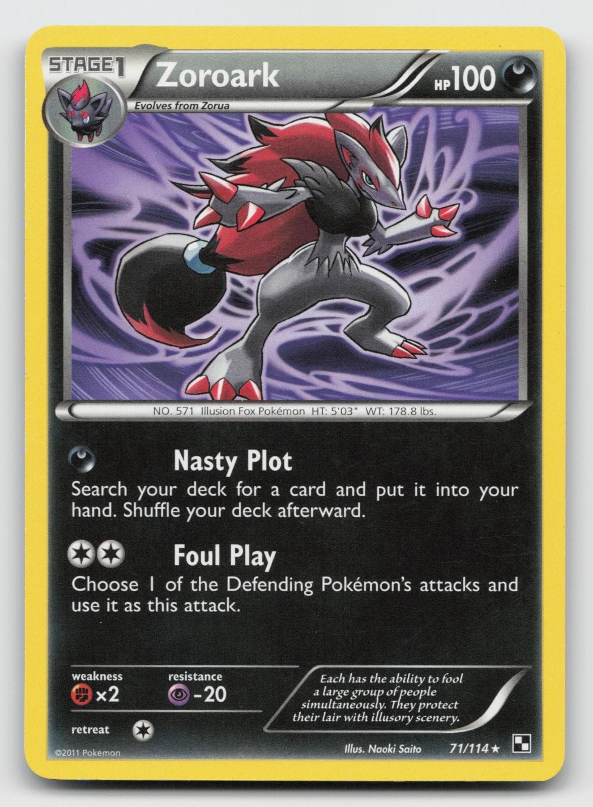 Pokemon TCG Zoroark 71/114 Holo Rare Black & White MP