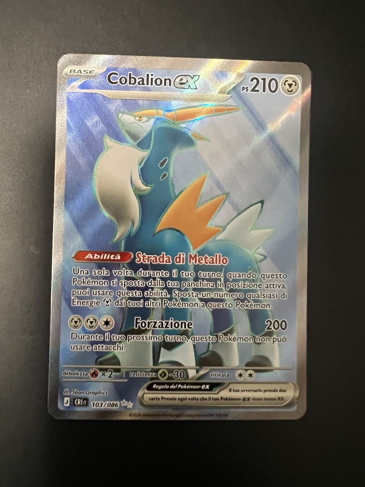 COBALION EX Full Art 103/086 CRI Caos Nascente Italiano Near Mint