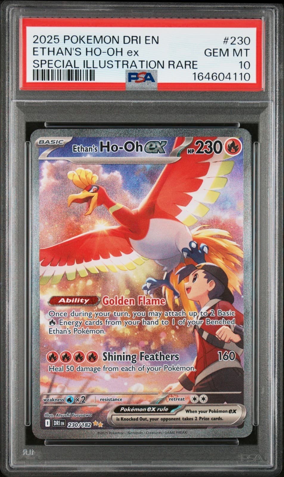 2025 POKEMON DRI EN-DESTINED RIVALS #230 ETHAN'S HO-OH EX PSA 10