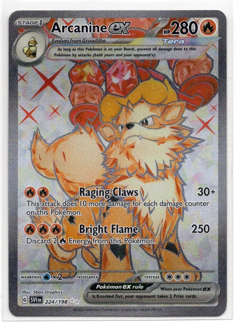Pokemon TCG Arcanine ex 224/198 Scarlet & Violet Base Full Art UR NM English