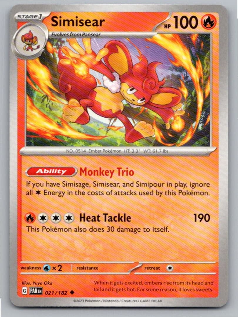 2023 POKEMON SIMISEAR PARADOX RIFT 021/182 UNCOMMON NM A17717 FREE S&H