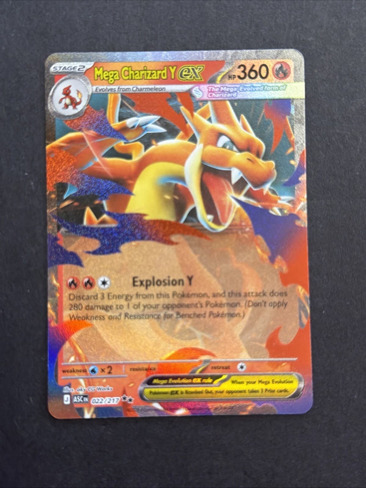 Mega Charizard Y ex 022/217 Rare Pokemon Ascended Heroes B
