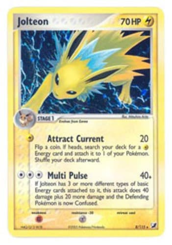 1x Jolteon - 8/115 - Holo Rare Heavily Played Pokemon EX - Unseen Forces