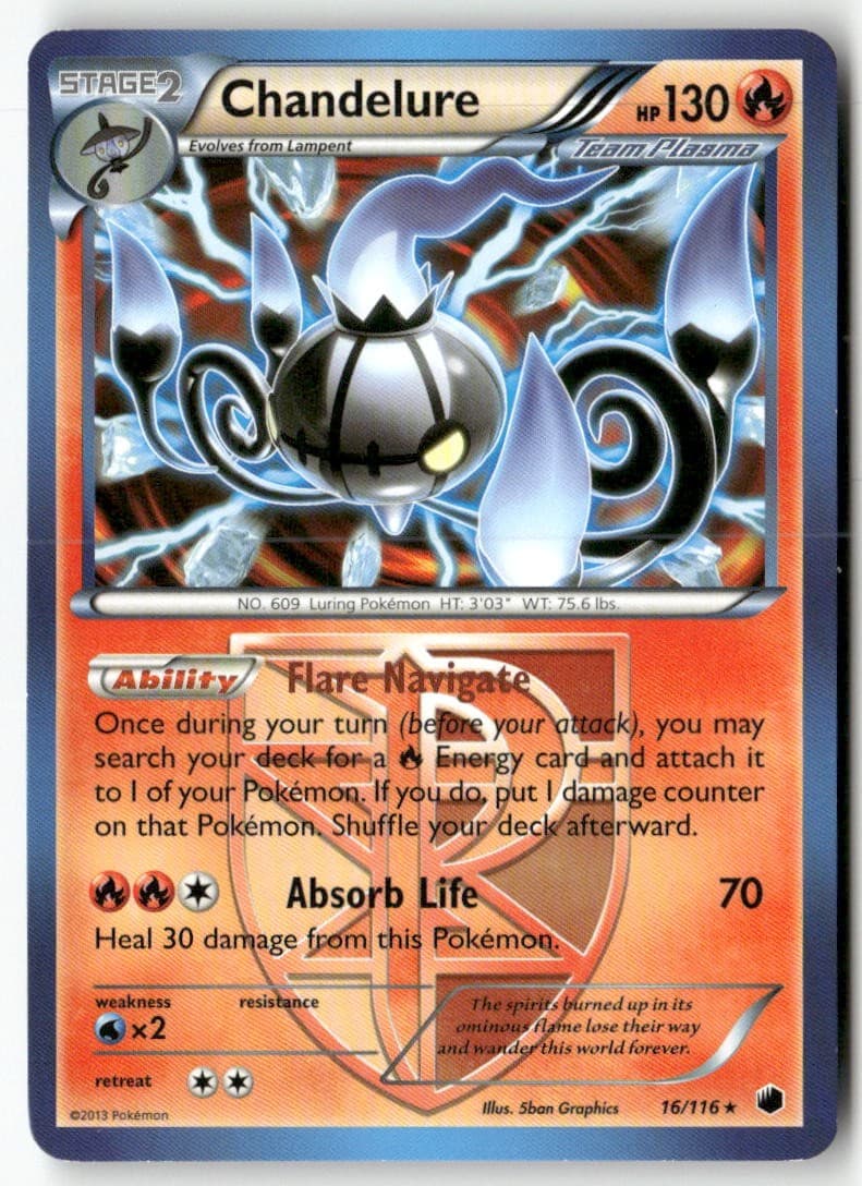 Chandelure 16/116 Holo Rare Plasma Freeze Pokemon Moderately Played