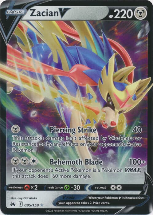 Zacian V - 095/159 Crown Zenith Ultra Rare Pokemon TCG NM