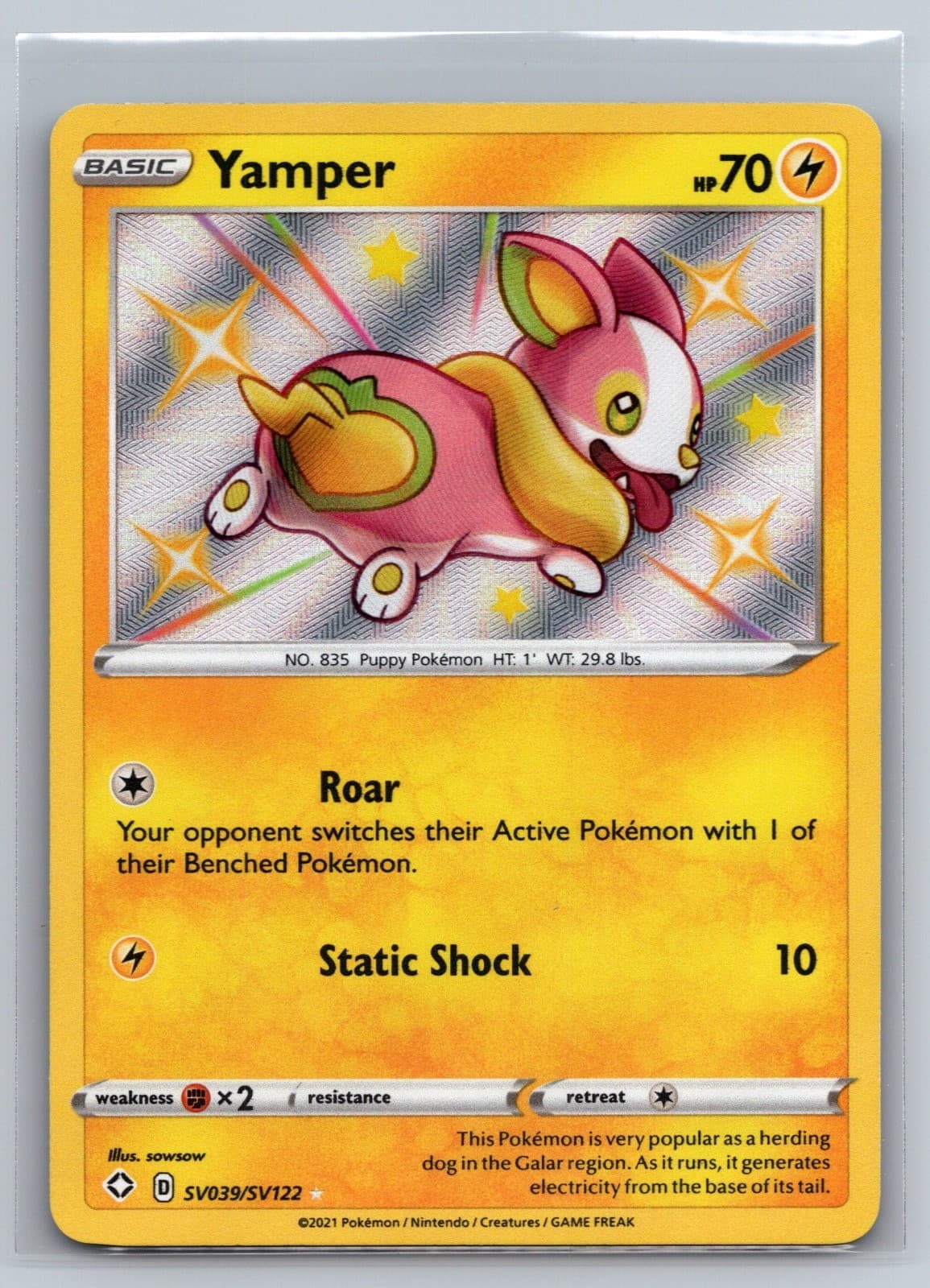 Yamper Shiny Holo Rare Shining Fates: Shiny Vault SV039/SV122 NM