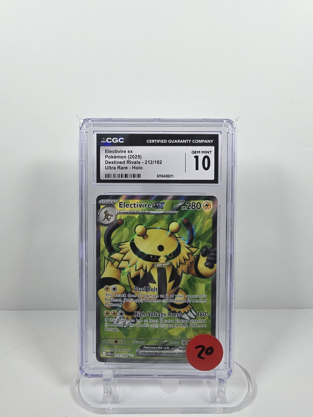 CGC GEM MINT 10 Pokemon Electivire ex 212/182 Sv10: Destined Rivals Holo