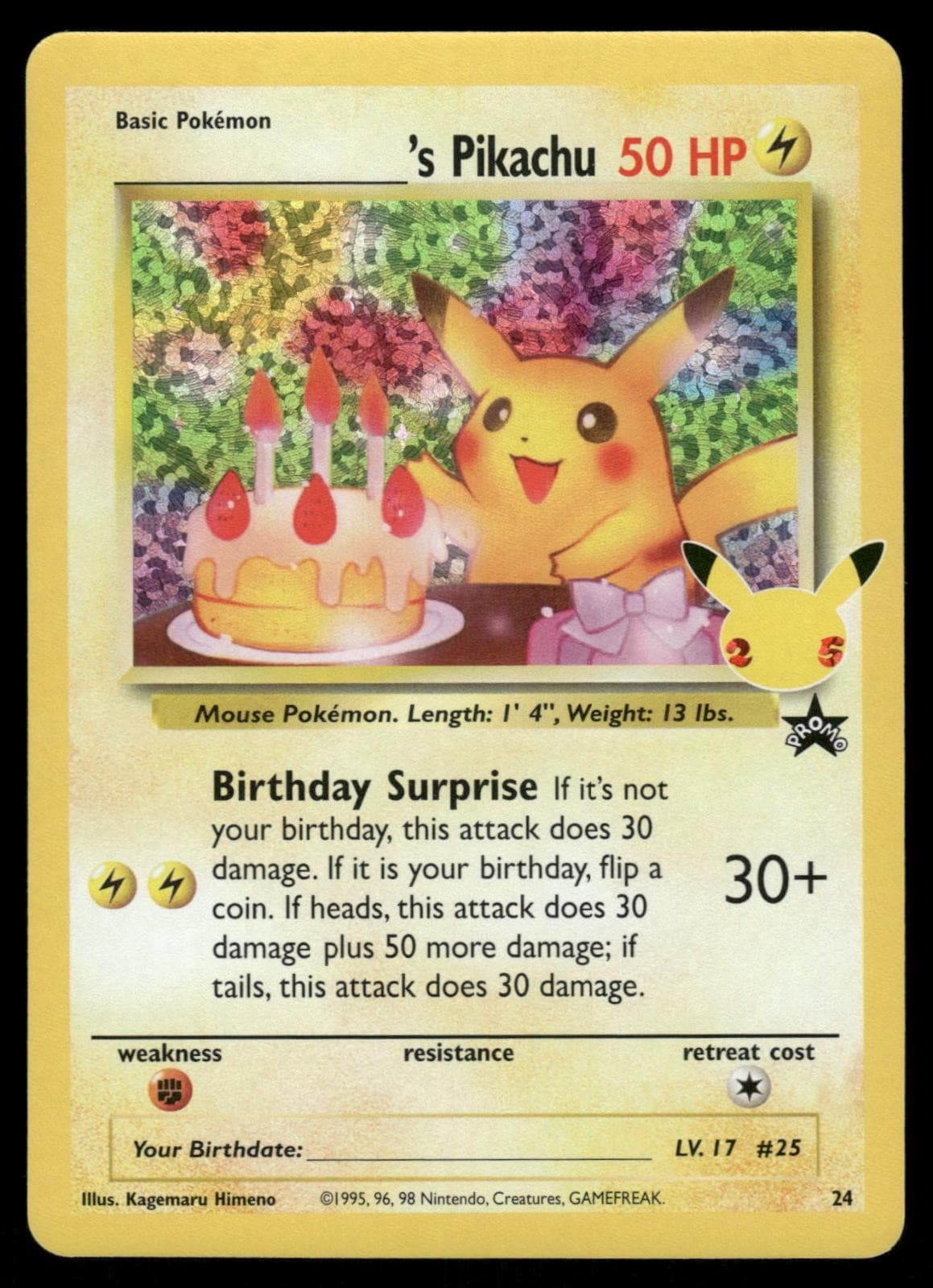 _____'s Pikachu 24 Celebrations: Classic Collection Pokemon Holo NM