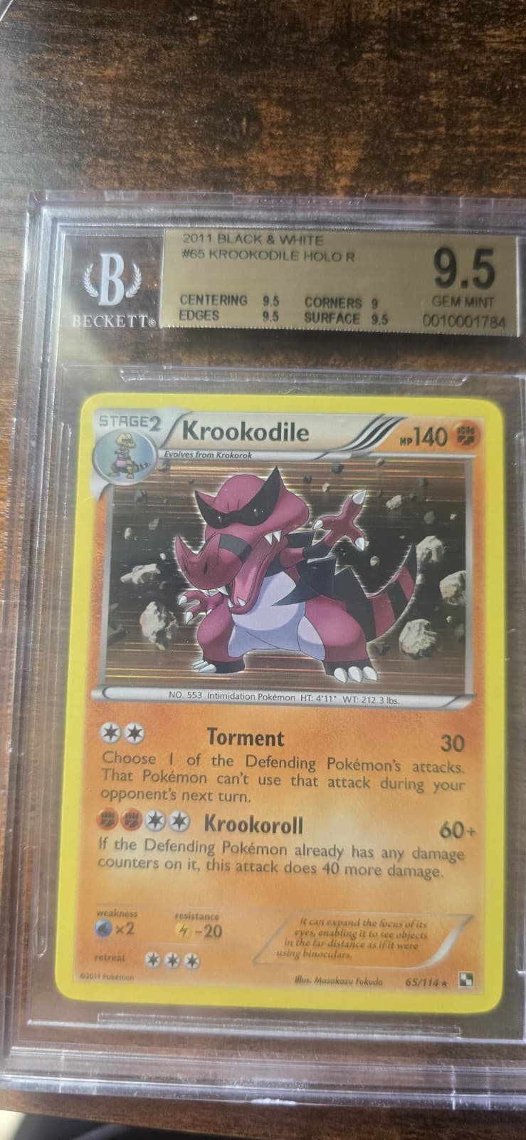 Krookodile 65/114 Black & White Holo GEM MT PSA 10