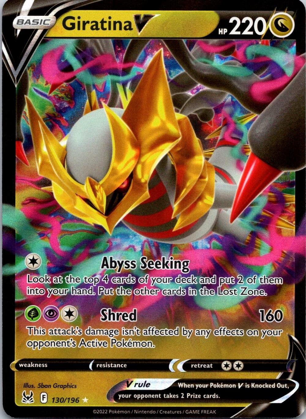Giratina V 130/196 Holo Ultra Rare Lost Origin Pokemon Near Mint