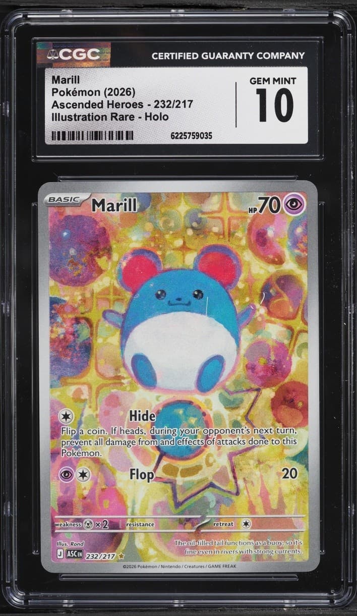 CGC 10 ENGLISH Marill 232/217 Ascended Heroes Illustration Rare Holo Pokemon
