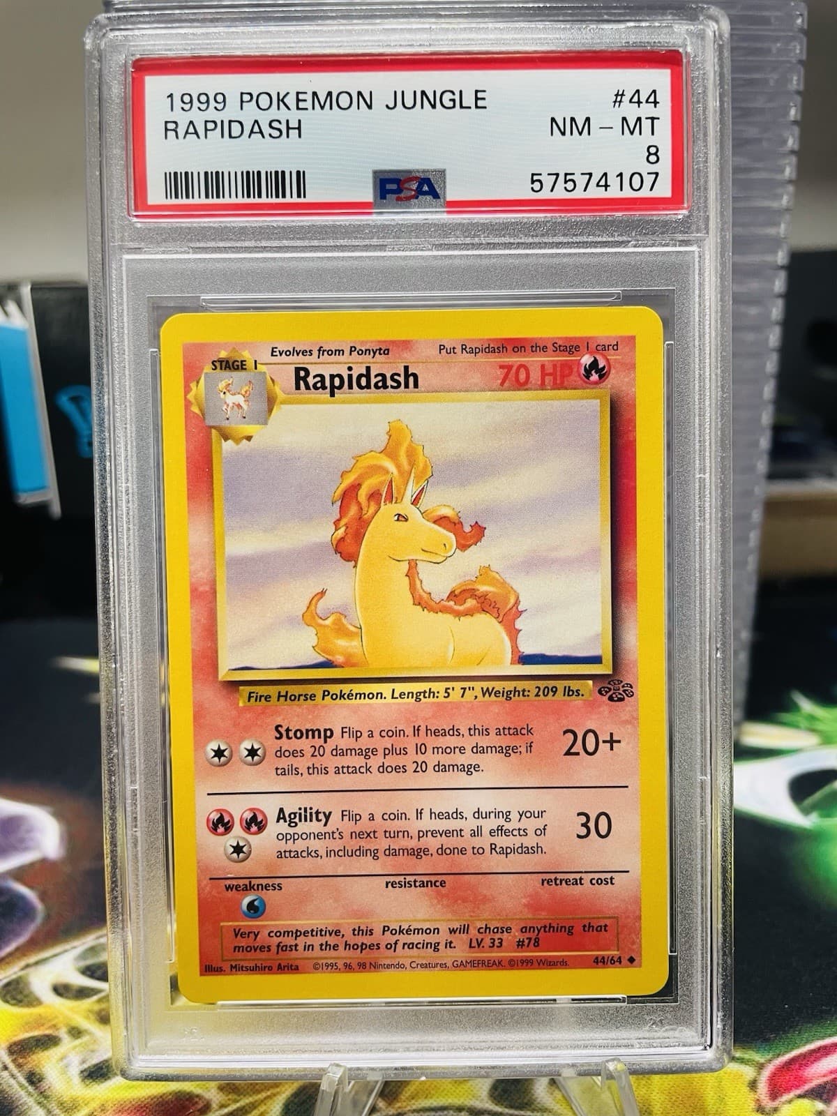 PSA 8 Rapidash 44/64 1999 Jungle Uncommon Pokemon Card