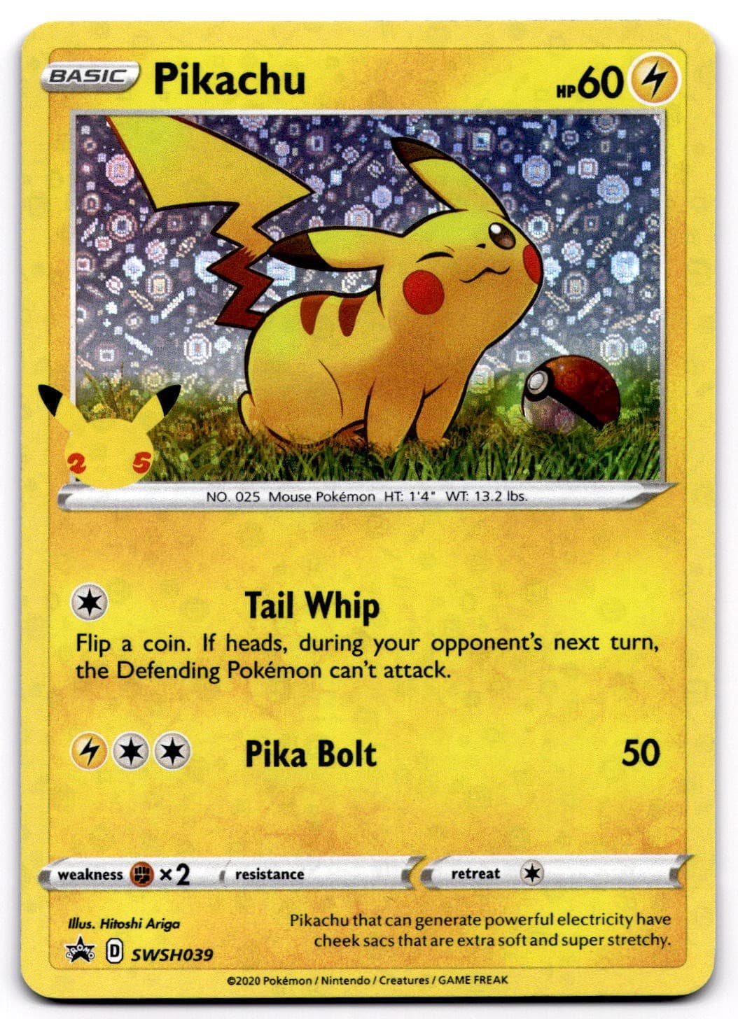 Pikachu SWSH039 SWSH Sword & Shield Black Star Promo Pokemon Card - NM