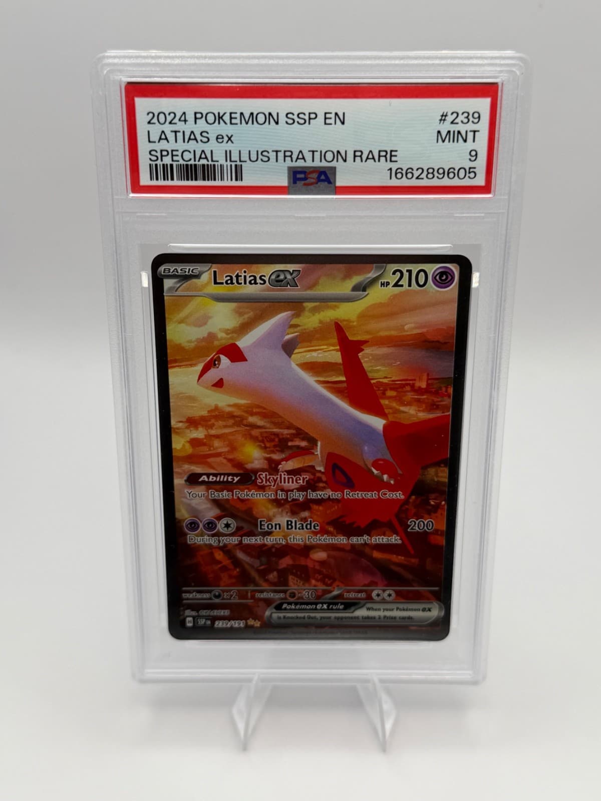 FRESH SLAB — 2024 Pokemon Surging Sparks Latias ex SIR #239/191 PSA 9