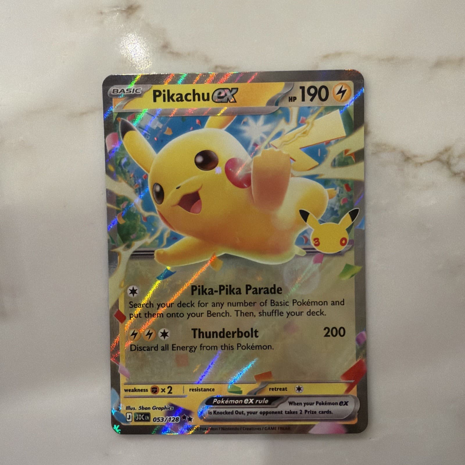 Pokémon 30th Celebrations Pikachu Ex 53/128