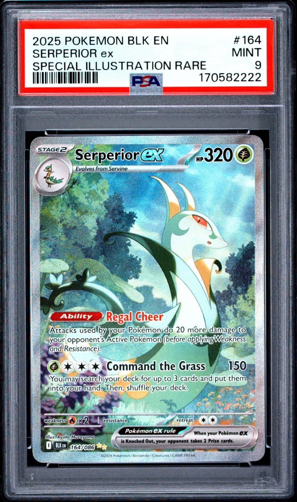 Serperior EX #164 - 2025 Black Bolt - Special Illustration Rare - PSA 9 MINT