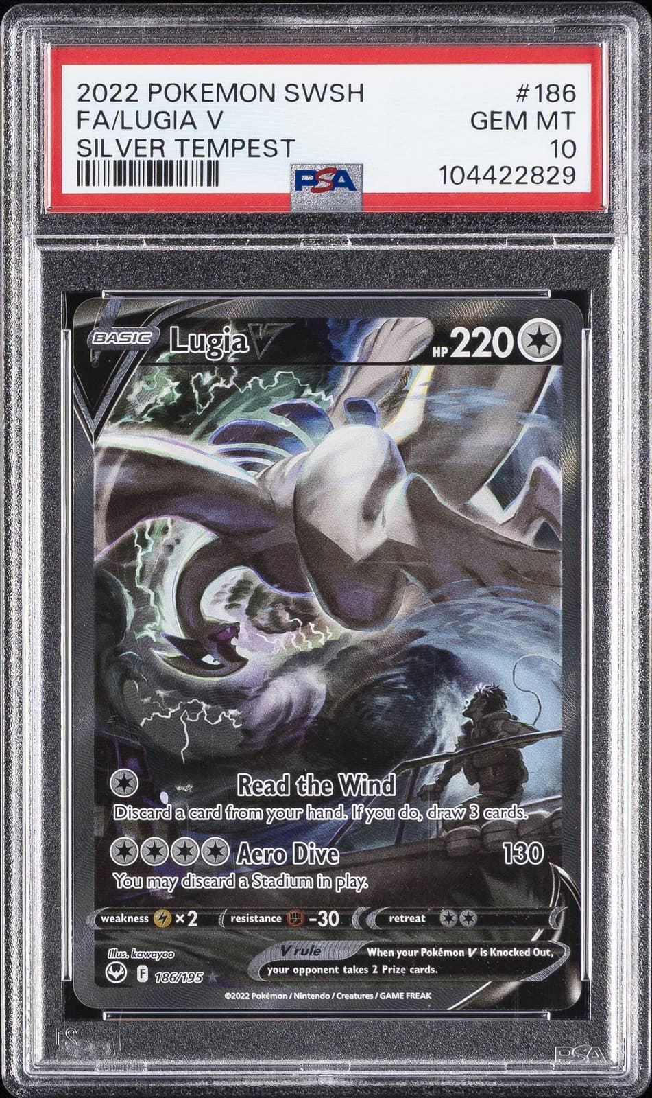 2022 POKEMON SWORD & SHIELD SILVER TEMPEST #186 FULL ART/LUGIA V PSA 10
