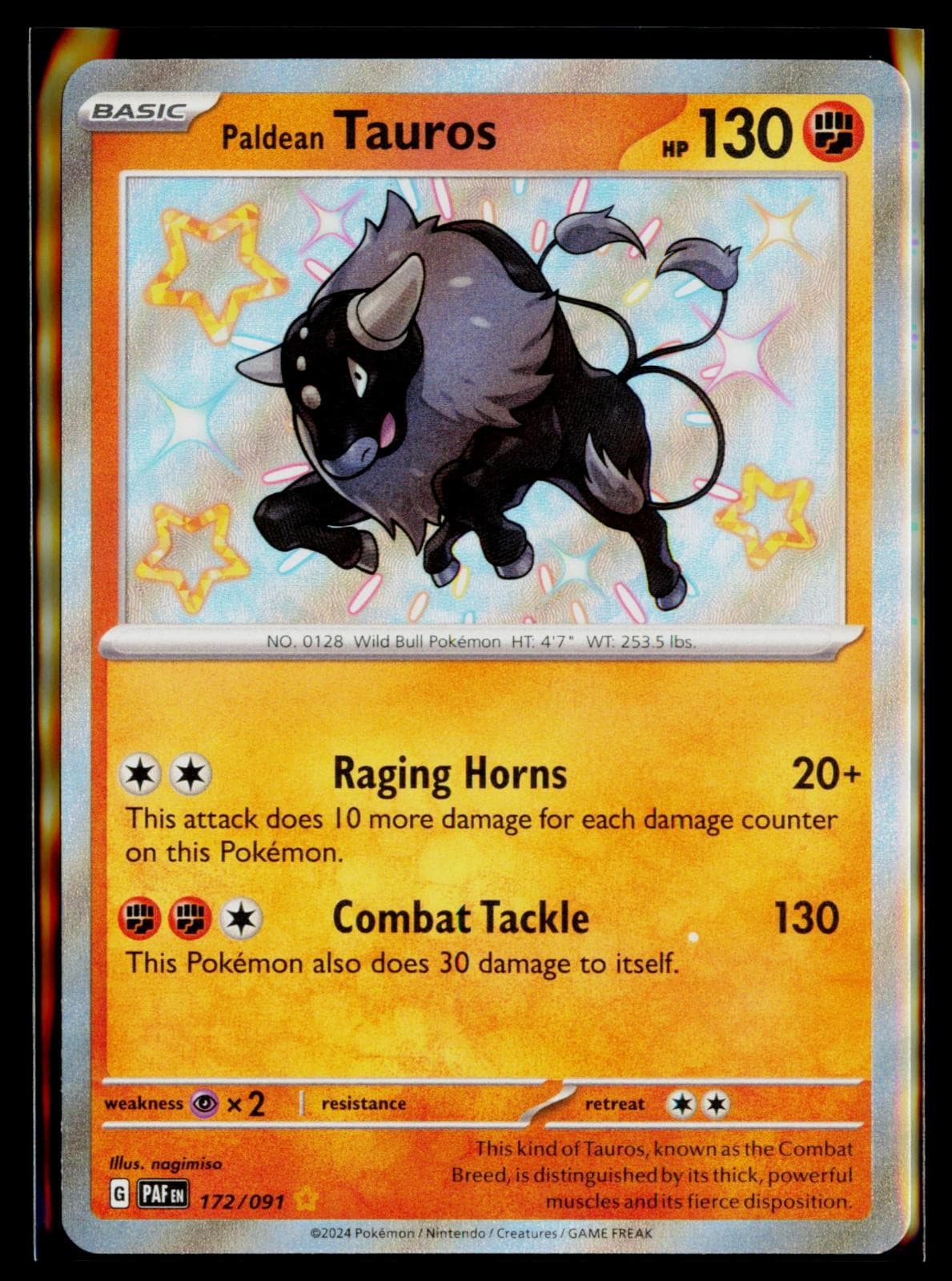 Paldean Tauros Holo Paldean Fates PAF 172/091 Near Mint