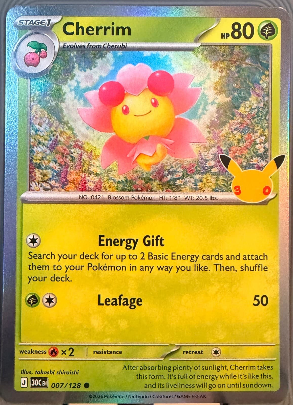 Cherrim 7/128 30th Celebration Common Holo English Pokémon TCG