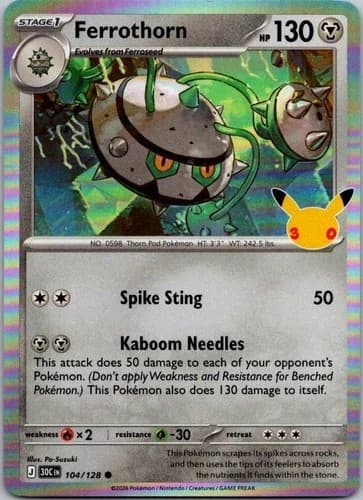 Ferrothorn 104/128 ME: 30th Celebration Pokemon Holo Near Mint