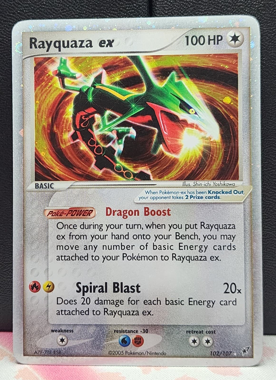 Rayquaza ex 102/107 Holo EX Rare Deoxys Pokemon LP- DOUBLE SWIRL🌀🌀