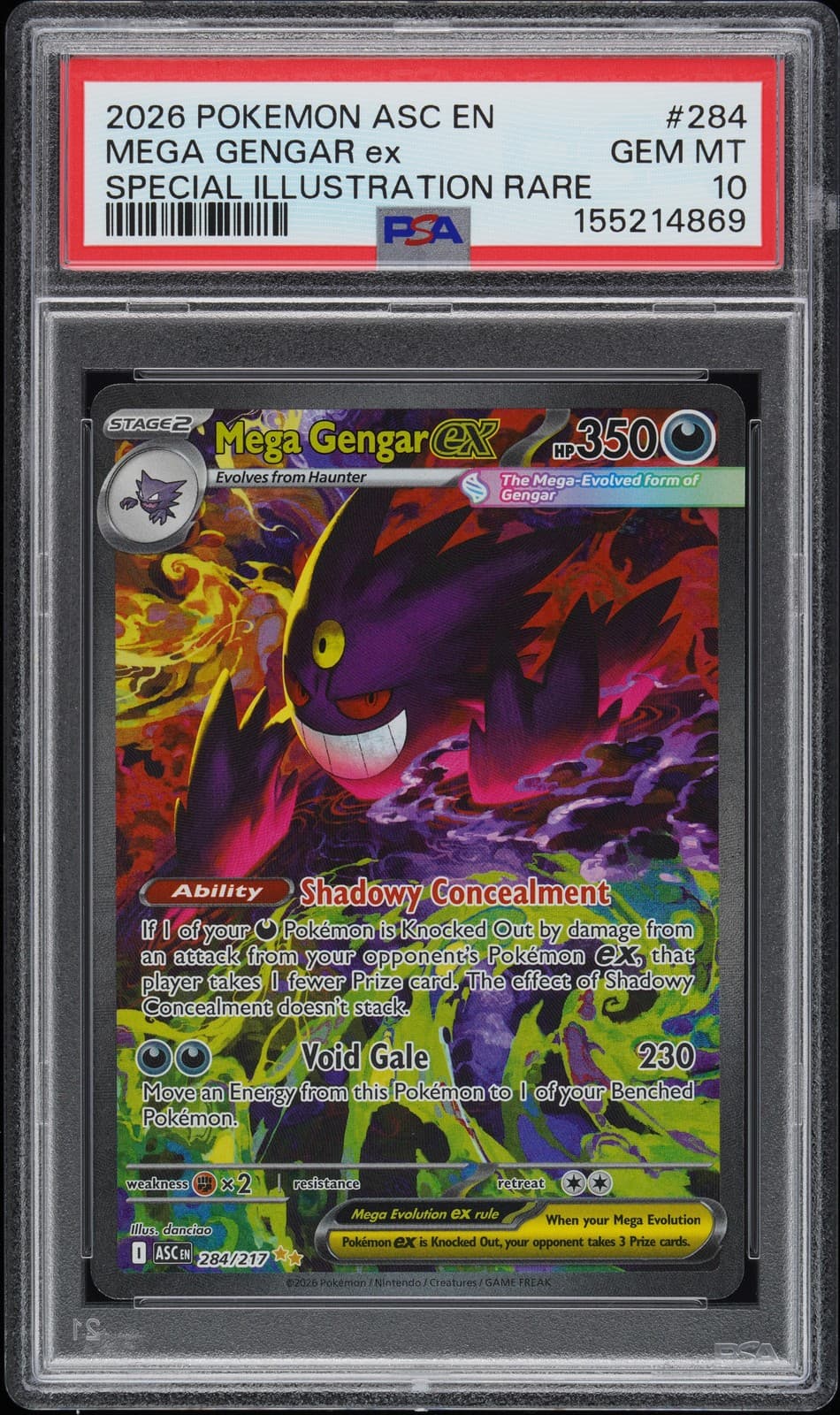 2026 POKEMON ASC EN-ASCENDED HEROES #284 MEGA GENGAR EX PSA 10