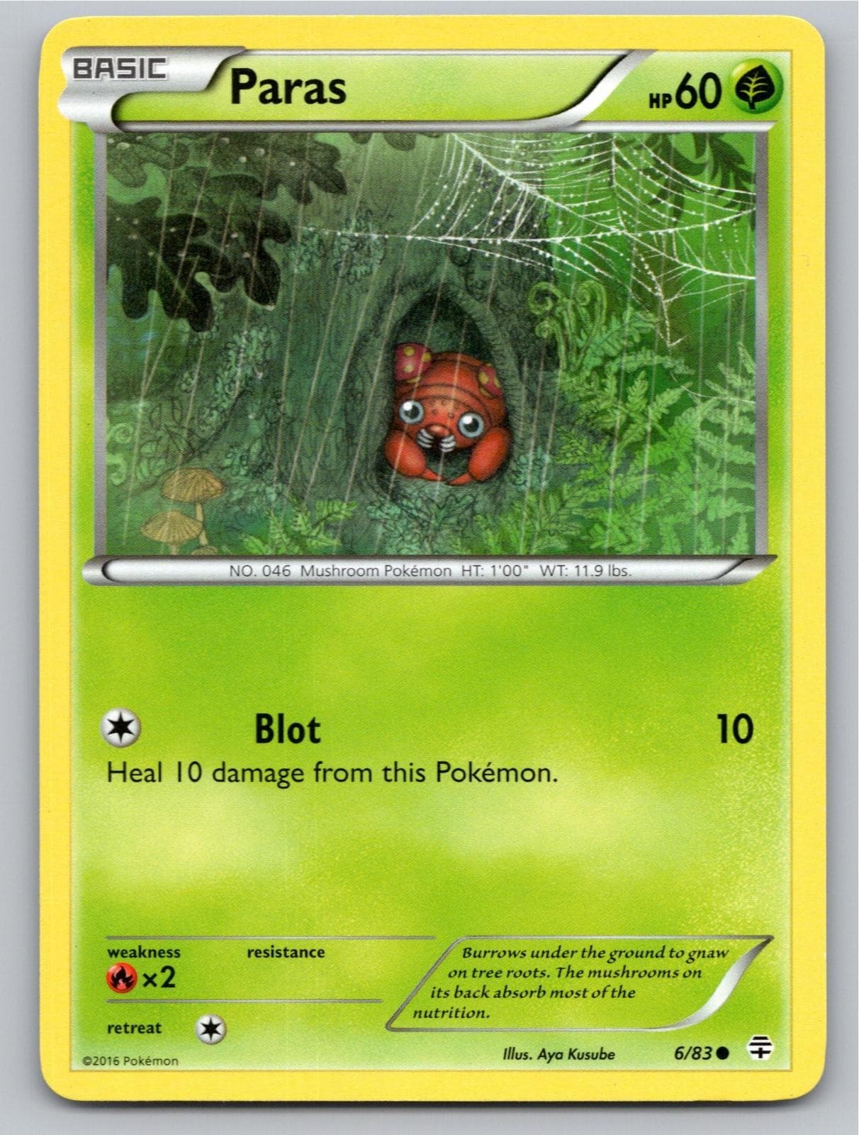 2016 POKEMON PARAS GENERATIONS 6/83 COMMON NM A25176 FREE S&H