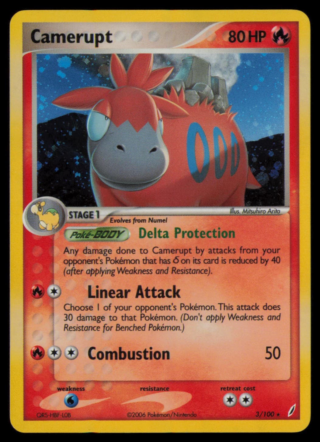 Camerupt 3/100 Holo Rare Crystal Guardians Pokemon Near Mint