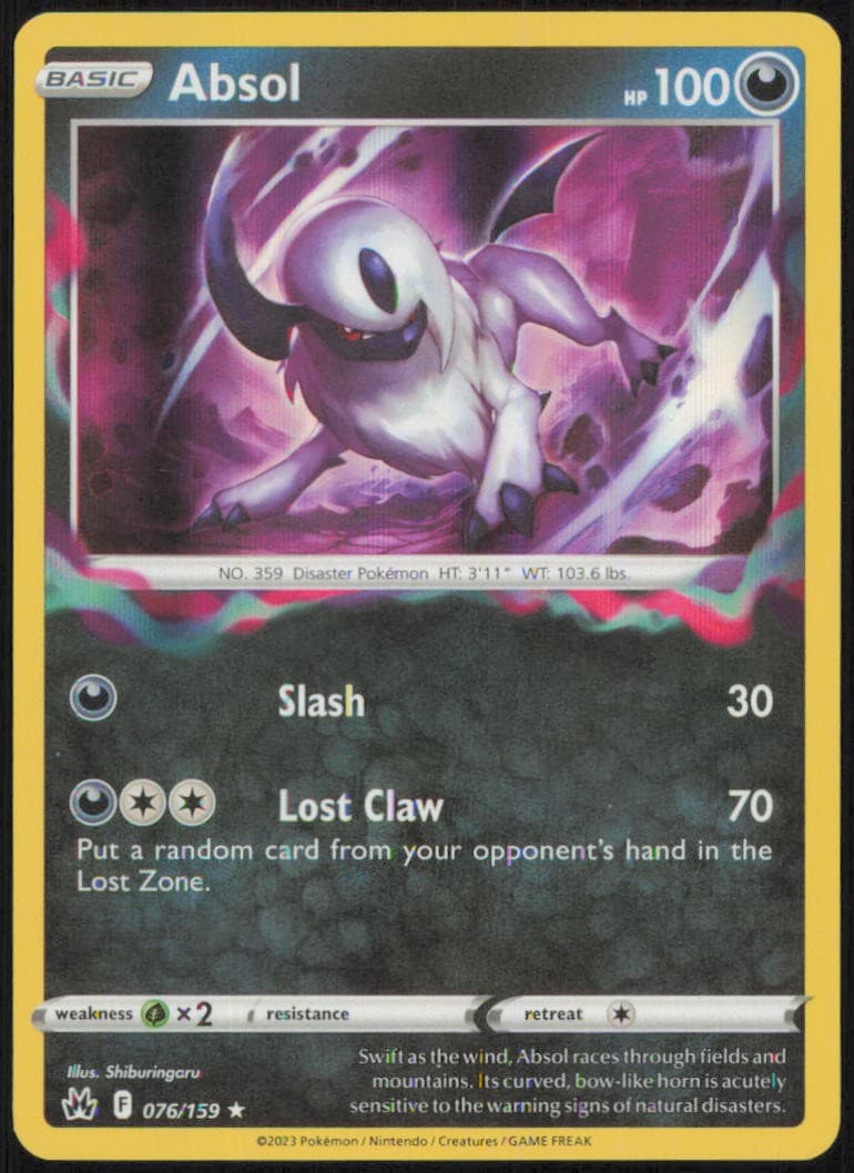 ABSOL 076/159 HOLO RARE CROWN ZENITH POKEMON NEAR MINT