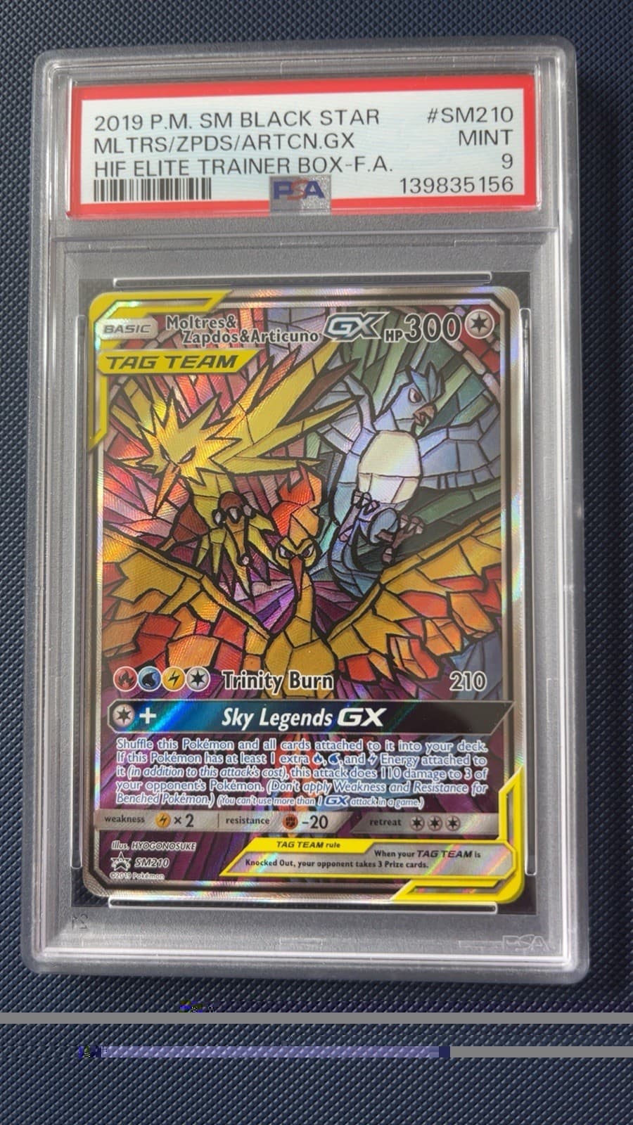 PSA 9 Moltres & Zapdos & Articuno GX SM210 SM Black Star Promo Holo Eng