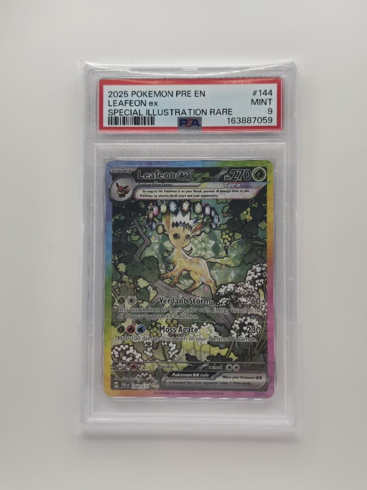 2025 Pokemon Prismatic Evolutions Leafeon ex Special Illustration PSA 9 #144/131