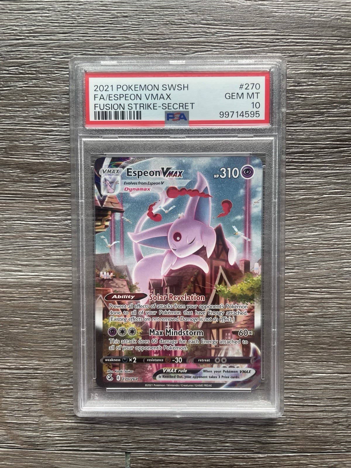Pokemon 2021 Espeon VMAX 270/264 Full Art SR Fusion Strike GEM MINT PSA 10