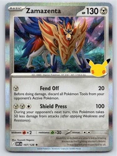 Zamazenta 107/128 Rare ME: 30th Celebration Pokemon Holo Near Mint
