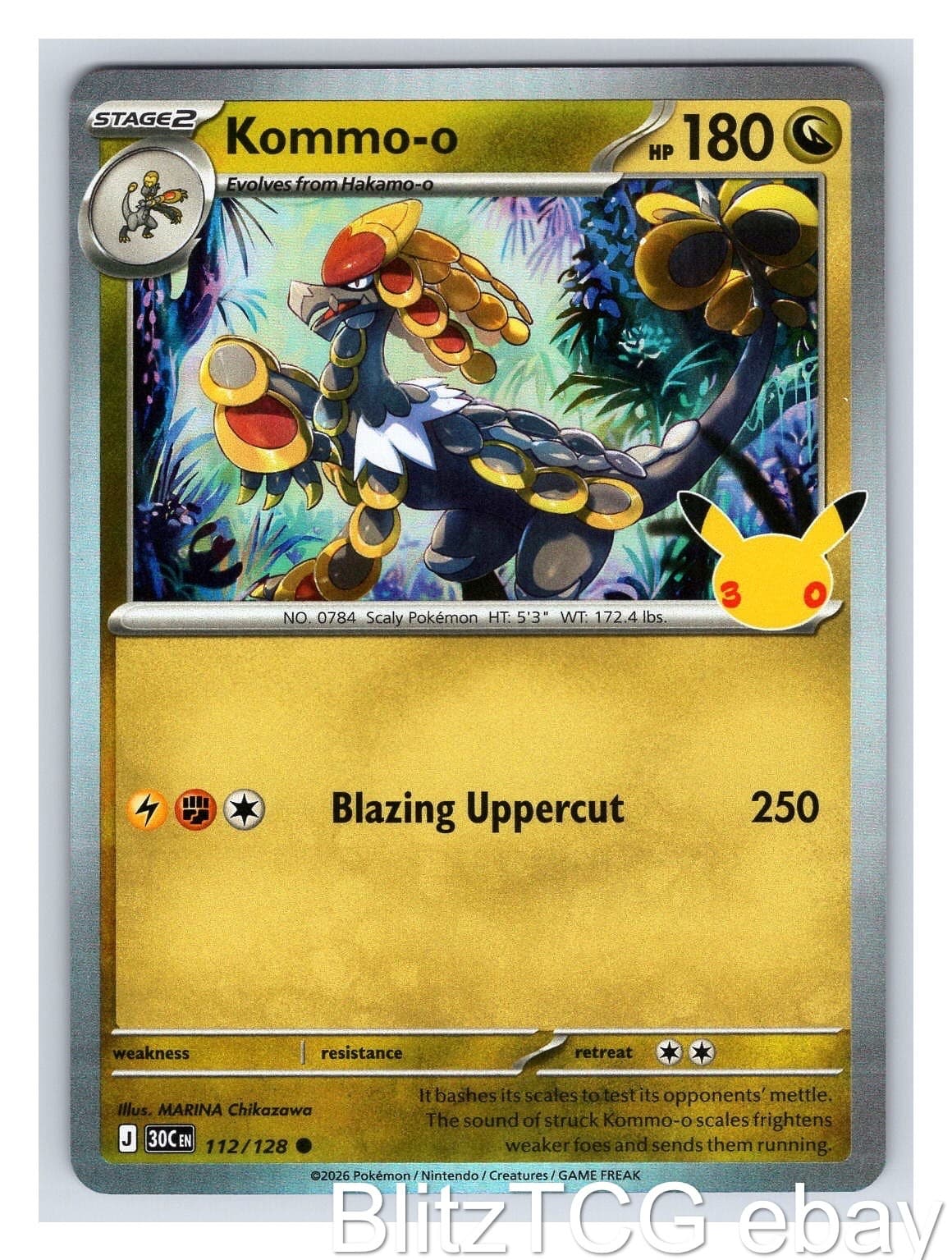Kommo-o 30C 112/128 ME: 30th Celebration Pokemon Holo NM/M