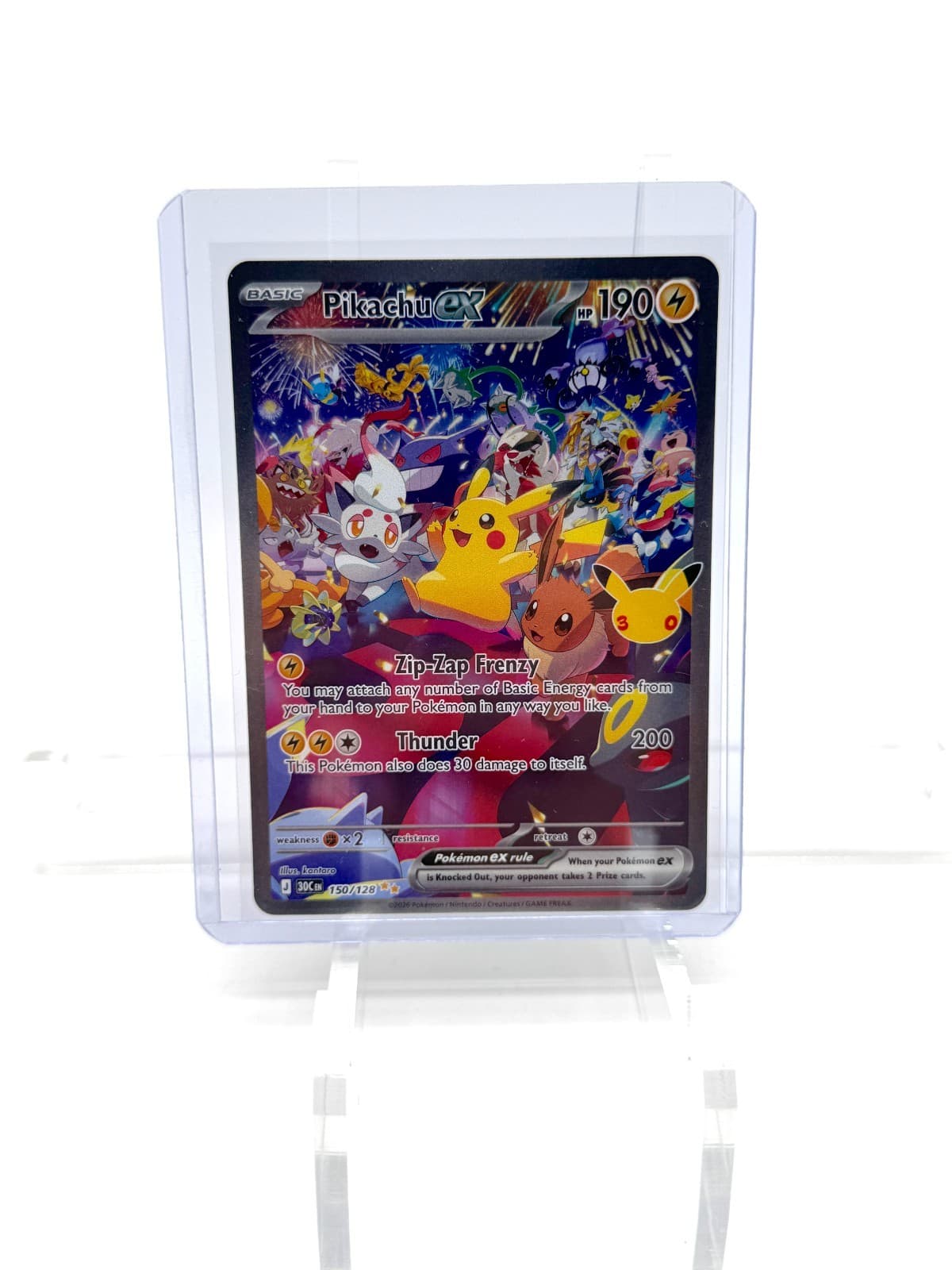 Pikachu EX SIR Pokemon 30th Celebration Card 150/128 NM 2026 Night Time